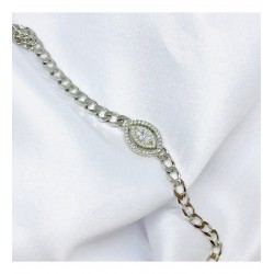 Gurmet Zincirli Oval Tektaş Gümüş Bileklik