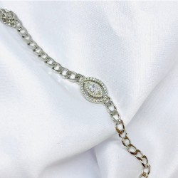 Gurmet Zincirli Oval Tektaş Gümüş Bileklik