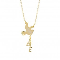 Güvercin Model B E İkili Harfler  925 Ayar Gümüş Kadın Hediyelik Kolye