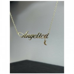 Hilal Detaylı Kişiye Özel İsim Gümüş Hediyelik Kolye