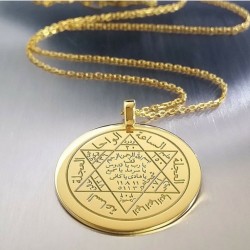 HZ. Süleyman Mührü Gold Plaka 925 Ayar Unisex Gümüş Kolye