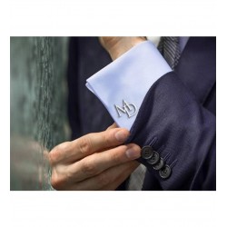 İç İçe İkili Harf Model 925 Ayar Gümüş Hediyelik Erkek Kol Düğmesi