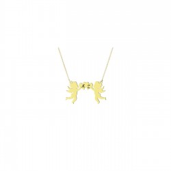 İki Melek Kalpli Harfli Taşsız 925 Ayar Gümüş Kadın Kolye