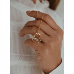 İkili Halka Model 925 Ayar Gümüş Kadın Hediyelik Gold Kolye