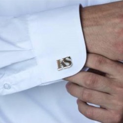 İkili Harf Model 925 Ayar Gümüş Erkek Kol Düğmesi Özel Gün Hediyesi