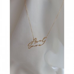 İkili İsim El Yazısı Model Tasarım Gümüş Kadın Hediyelik Kolye