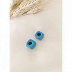 İkili Kare Mavi Cam Boncuk