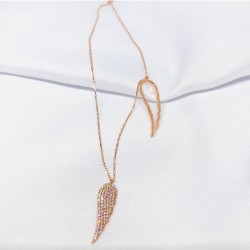 İkili Melek Kanadı Gümüş Kolye