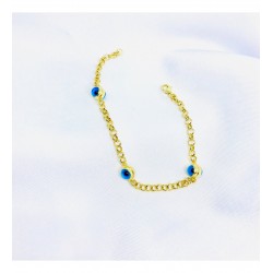 İnce Doc Zincir Nazarlı Gümüş Bileklik