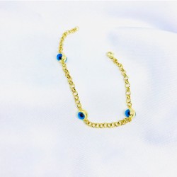 İnce Doc Zincir Nazarlı Gümüş Bileklik