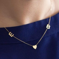 Kadın Gümüş 2 Harfli Kalpli Kolye