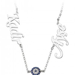 Kadın Gümüş Nazarlı İsim Kolye DT0263