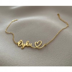 Kalp Detaylı Kişiye Özel İsimli 925 Ayar Kadın Gümüş Kolye