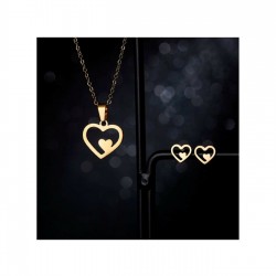 Kalp Model 925 Ayar Gümüş Küpe Kolye Kadın Hediyelik Set