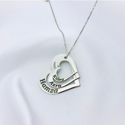 Kalp Model Üçlü İsim Kolye