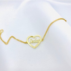 Kalpli İsim Gümüş Bileklik