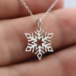 Kar Tanesi Tasarım 925 Ayar Gümüş Hediyelik Kolye