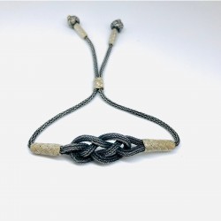 Kazaziye Hasır Örgü Model Unisex Gümüş Bileklik