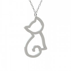 Kedi Figürü Özel Gün Hediyesi Gümüş Kolye