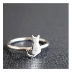 Kedi Model 925 Ayar Gümüş Hediyelik Kadın Yüzük