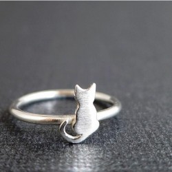 Kedi Model 925 Ayar Gümüş Hediyelik Kadın Yüzük