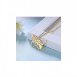 Kelebek Çerçeveli Tasarım İsim Gümüş Kolye