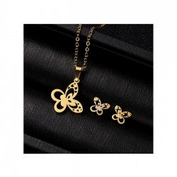 Kelebek Model 925 Ayar Gümüş Küpe Kolye Kadın Hediyelik Set