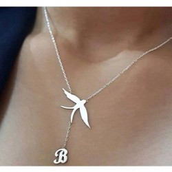 Kırlangıç Figürlü Kişiye Özel Baş Harfli 925 Ayar Gümüş Kolye