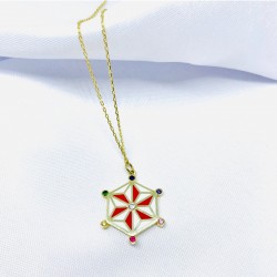 Kırmızı Neon Model Gümüş Kolye