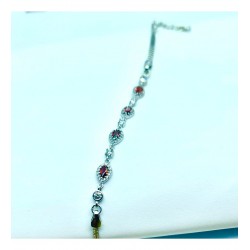 Kırmızı Ruby Taşlı 925 Ayar Gümüş Hediyelik Kadın Bileklik