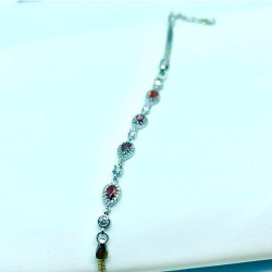 Kırmızı Ruby Taşlı 925 Ayar Gümüş Hediyelik Kadın Bileklik