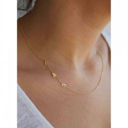 Kişiye Özel 925 Ayar Gold Kalp Detaylı İkili Harf Gümüş Kadın Kolye