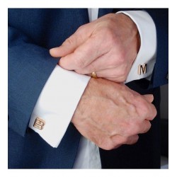 Kişiye Özel Altın Kaplama Harf 925 ayar Gümüş Kol Düğmesi