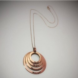 Kişiye Özel Dört İsimli Rose Halka Gümüş Kadın Kolye