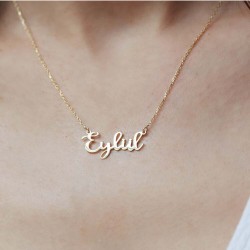 Kişiye Özel El Yazısı İsimli Gümüş Kadın Kolye