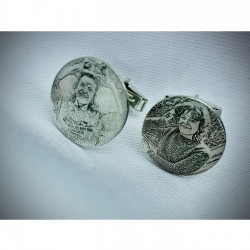 Kişiye Özel Fotoğraf Baskılı 925 Ayar Gümüş Özel Tasarım Hediyelik Kol Düğmesi