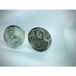 Kişiye Özel Fotoğraf Baskılı 925 Ayar Gümüş Özel Tasarım Hediyelik Kol Düğmesi