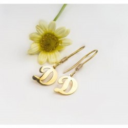 Kişiye Özel Gold Harf Gümüş Küpe