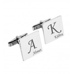 Kişiye Özel Harf ve İsimli Gümüş Kol Düğmesi