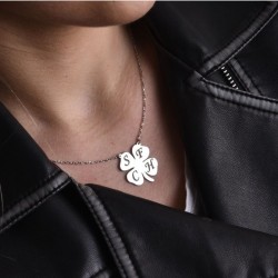Kişiye Özel Harfli 925 Ayar Gümüş Kadın Yonca Kolye