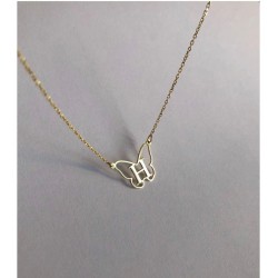 Kişiye Özel Harfli 925 Ayar Gümüş Kelebek Model Gold Hediyelik Kadın Kolye