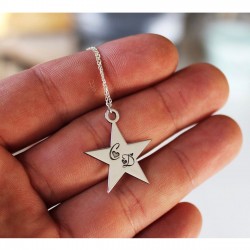 Kişiye Özel Harfli 925 Ayar Yıldız Gümüş Hediyelik Kadın Kolye