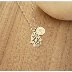 Kişiye Özel Harfli Fatma Ana Eli Gümüş Kadın Kolye