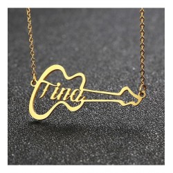Kişiye Özel İsimli 925 Ayar Gümüş Gitar Model Hediyelik Kolye