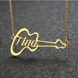 Kişiye Özel İsimli 925 Ayar Gümüş Gitar Model Hediyelik Kolye