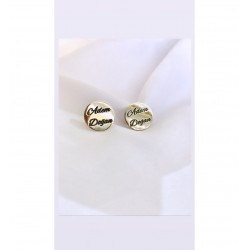 Kişiye Özel İsimli Gümüş Kol Düğmesi Özel Gün Hediyesi