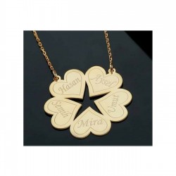 Kişiye Özel İsimli Kalp Yonca Yıldız Gümüş Kolye