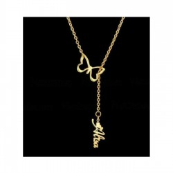 Kişiye Özel İsimli Kelebek Detaylı Gümüş Kolye