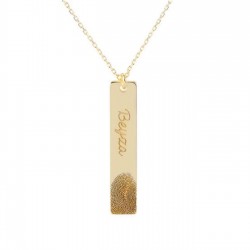 Kişiye Özel İsimli Parmak İzi Levha Gümüş Kolye