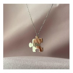Kişiye Özel İsimli Puzzele Gümüş Kolye Özel Gün Hediyesi